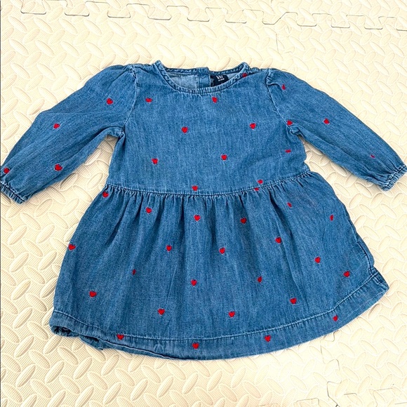 GAP Other - Gap Denim Dress with Embroidered Red Hearts